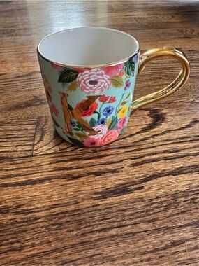 Anthropologie Rifle Paper Co Floral Monogram “K” Initial Garden Party Mug 3.75”